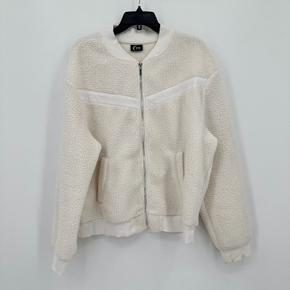 Zyia Active Jacket Womens XXL White Sherpa Fleece Teddy Outdoor Athleisure Fall